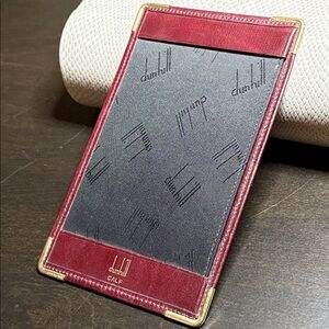 Dunhill Vintage Calf Burgundy Leather Wallet Passport Holder Gold Accents